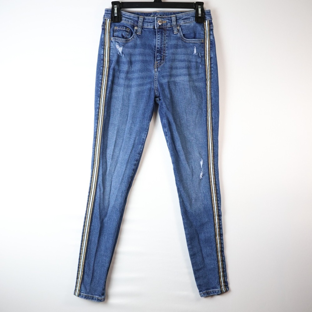 Wild Fable Womens Blue High Rise Distressed Side Stripe Skinny Jeans Size 4/27R